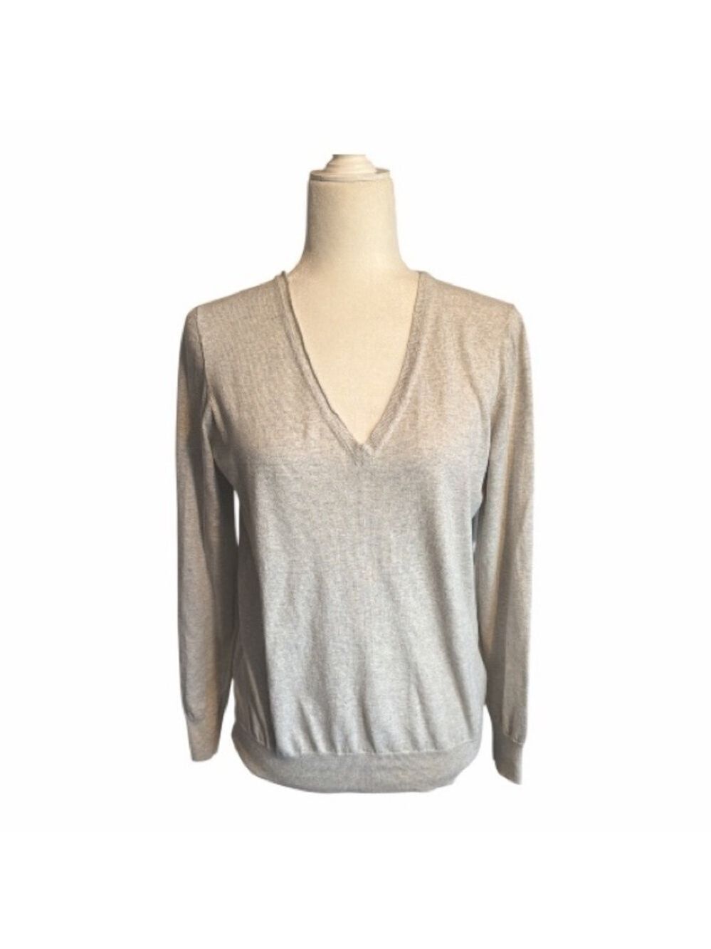 J. Crew Light Gray V-Neck Sweater
